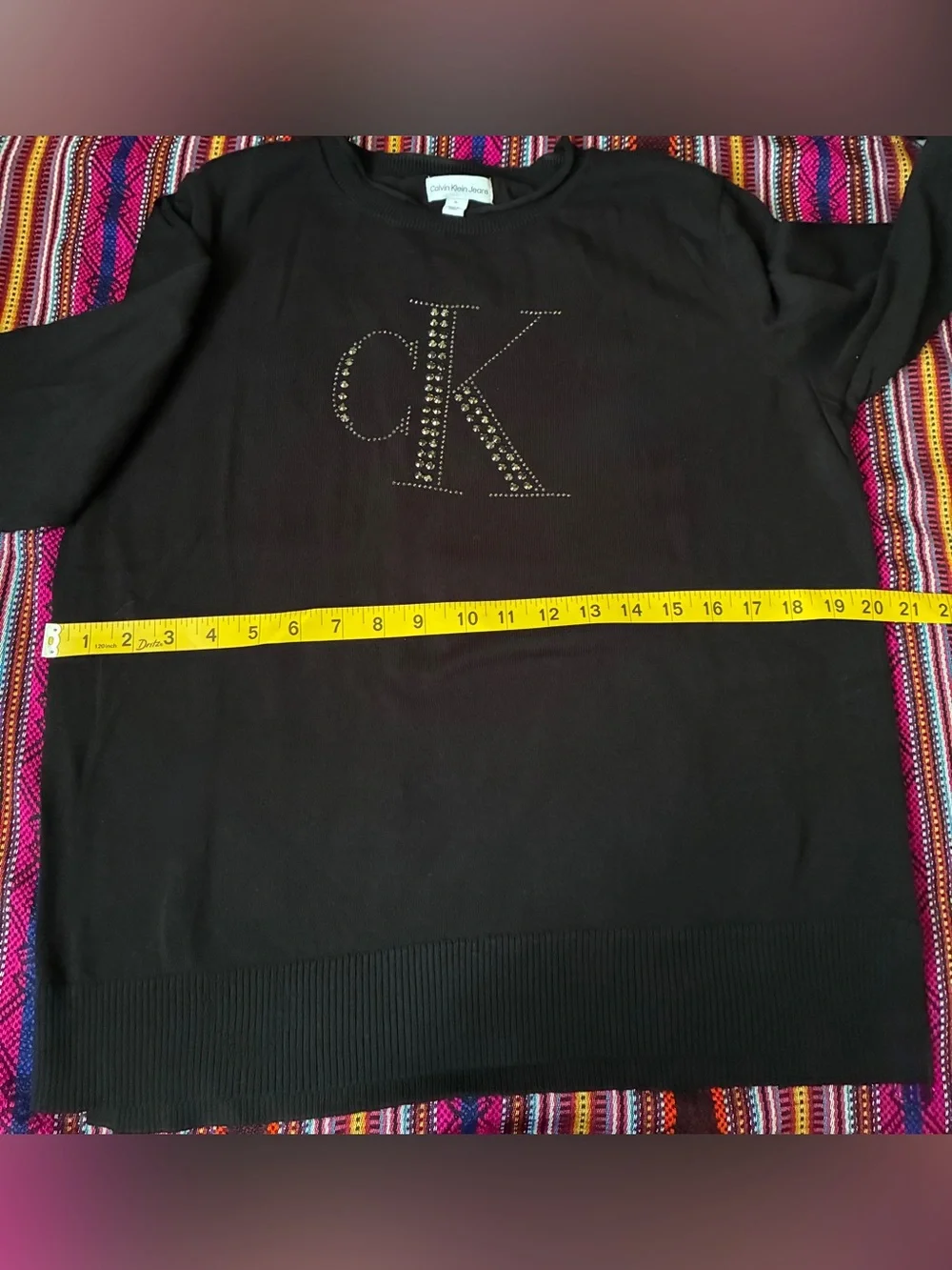 Calvin Klein Black Studded CK Logo Crewneck Sweater